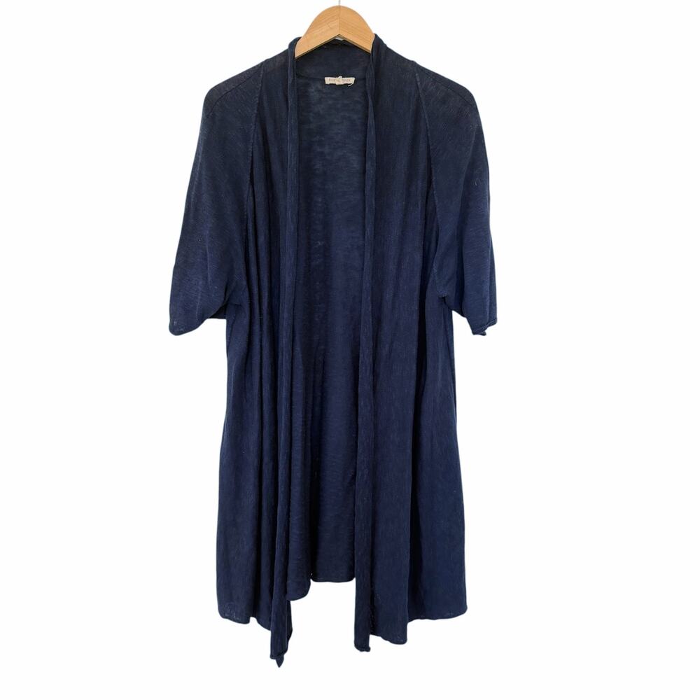 Eileen Fisher Navy Blue Linen Cotton Longline Cardigan Sz 3X